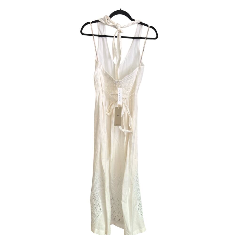 Tommy Bahama Pineapple Embroidered Halter Linen Midi Dress Sz 4, White | NEW$188 - Picture 5 of 6